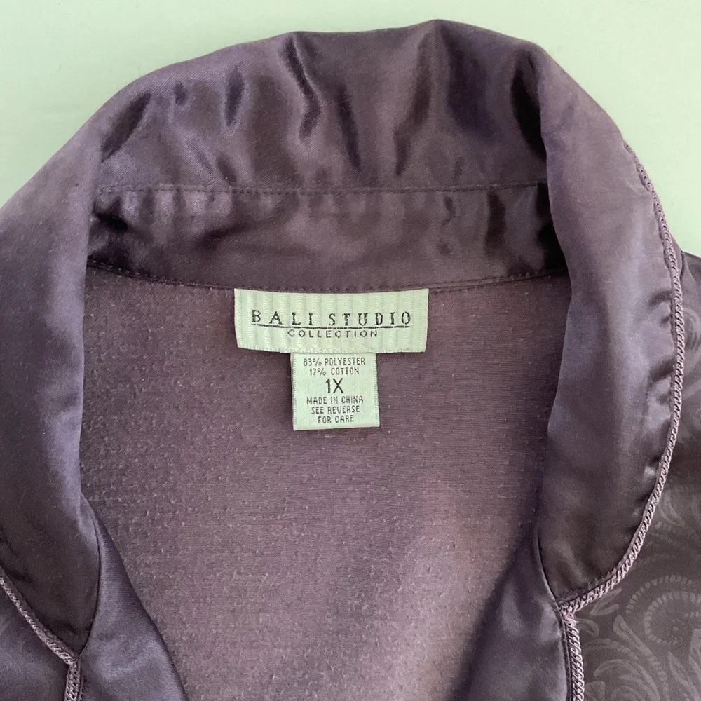 Bali Studio Nightshirt Purple Silky Size 1X
